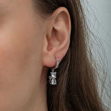 Supertrend Gümüş Sallantılı Kedi Kadın Küpe