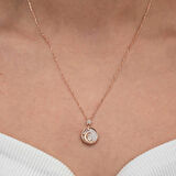 Supertrend Gümüş Rose Sedef Taşlı Ay Yıldız Hilal Kadın Kolye