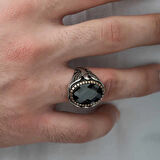 Supertrend Gümüş Kesme Taşlı Kartal Figürlü Erkek Yüzük