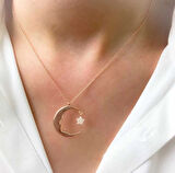 Supertrend Gümüş Ay Yıldız Atatürk Silüeti Kadın Kolye