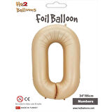 0 Rakam Karamel Folyo Balon 34"