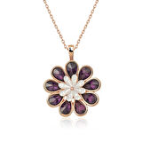 Supertrend Gümüş Rose Erguvan Çiçeği Kolye