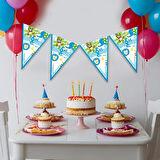 Neşeli Hayvanlar Mavi Üçgen Flama