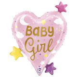 Baby Girl Heart Stars Supertrend Folyo Balon 25"