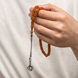 Supertrend Gümüş Kazaz Püsküllü Sıkma Kehribar Tesbih