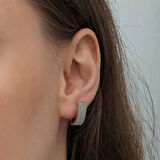 Supertrend Gümüş 7 Sıra Beyaz Taşlı J Kadın Küpe