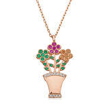 Supertrend Gümüş Çiçek Buketi Kadın Kolye