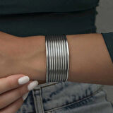 Supertrend Gümüş Eskitme Desenli Kadın Bilezik