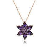 Supertrend Gümüş Rose Mor Lotus Çiçeği Kolye