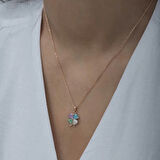 Supertrend Gümüş Rose Renkli Taşlı Kalp Yonca Kadın Kolye