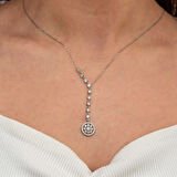 Supertrend Gümüş Sıralı Zirkon Taşlı Çiçek Kadın Kolye