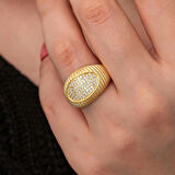 Supertrend Gümüş Gold Zirkon Taşlı Kadın Yüzük