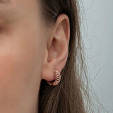 Supertrend Gümüş Rose Petek Desenli Halka Kadın Küpe