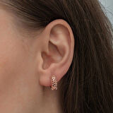 Supertrend Gümüş Rose Petek Desenli Halka Kadın Küpe