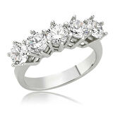 Supertrend Gümüş Işıklı Kutulu 5 Taş Kadın Yüzük