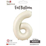 6 Rakam Krem Folyo Balon 34"