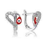 Supertrend Gümüş Kırmızı Kalpli Çocuk Küpesi