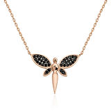 Supertrend ​gümüş Rose Siyah Yusufçuk Kadın Kolye