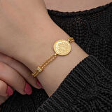 Supertrend Gümüş Gold Kaplama Tuğralı Kadın Bileklik