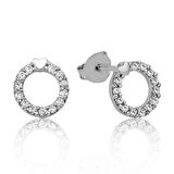 Supertrend Gümüş Kalpli Halka Çivili Küpe