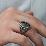 Supertrend Gümüş Kesme Taşlı Kartal Figürlü Erkek Yüzük