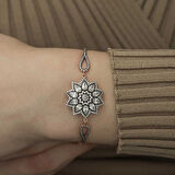 Supertrend ​gümüş Rose Çiçek Desenli Elmas Montür Bileklik