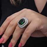 Supertrend Gümüş Yeşil Zirkon Taşlı Kadın Yüzük