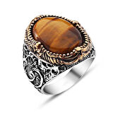 Supertrend Gümüş Kaplan Gözü Taşlı Erkek Yüzük