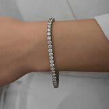 Supertrend Gümüş 4 Mm Beyaz Taşlı Su Yolu Kadın Bileklik