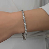 Supertrend Gümüş 4 Mm Beyaz Taşlı Su Yolu Kadın Bileklik