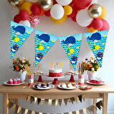 Mutlu Balıklar Mavi Üçgen Flama