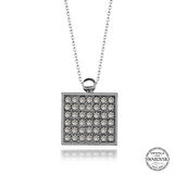 Supertrend ' Crystal Taşlı Kare Gümüş Kadın Kolye