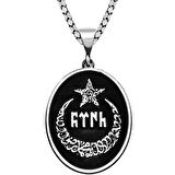 Supertrend Gümüş Ay Yıldız İçerisi Göktürkçe Türk Yazılı Kolye