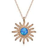 Supertrend ​gümüş Rose Mavi Opal Taşlı Güneş Kadın Kolye