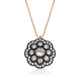 Supertrend Gümüş Çiçek Desenli Elmas Montür Kolye