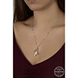 Supertrend Swa Crystal Taşlı Top Zincir Mercan Gümüş Kadın Kolye