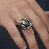 Supertrend Gümüş Siyah Zirkon Taşlı Erkek Yüzük