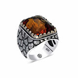 Supertrend ​gümüş Kahverengi Zirkon Taşlı Kare Erkek Yüzük