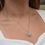 Supertrend Gümüş Dönen Kar Tanesi Lotus Çiçeği Kolye