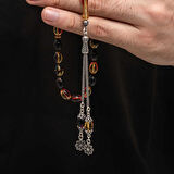 Supertrend Gümüş Püskül Sıkma Kehribar Tesbih