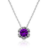 Supertrend Gümüş Menekşe Moru Baget Taşlı Kadın Kolye
