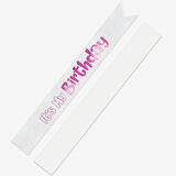 Its My Birthday Baskılı Varaklı Lüks Kuşak -Fuşya-