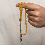 Supertrend Gümüş 1000 Ayar Kazaz Püsküllü Sıkma Kehribar Tesbih