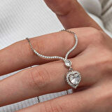 Supertrend Gümüş Beyaz Zirkon Taşlı Kalp Kadın Kolye