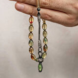 Supertrend Gümüş 1000 Ayar Kazaz Püsküllü Sıkma Kehribar Tesbih