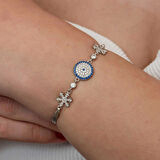 Supertrend Gümüş Nazarlı Kar Tanesi Kadın Bileklik