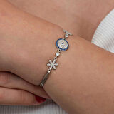 Supertrend Gümüş Nazarlı Kar Tanesi Kadın Bileklik