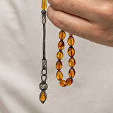 Supertrend Gümüş 1000 Ayar Kazaz Püsküllü Sıkma Kehribar Tesbih