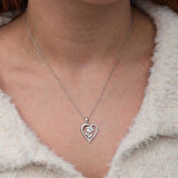 Supertrend Gümüş Kalpli Beyaz Gül Kadın Kolye