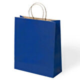 Lacivert Büküm Saplı Kraft Çanta 45x50cm